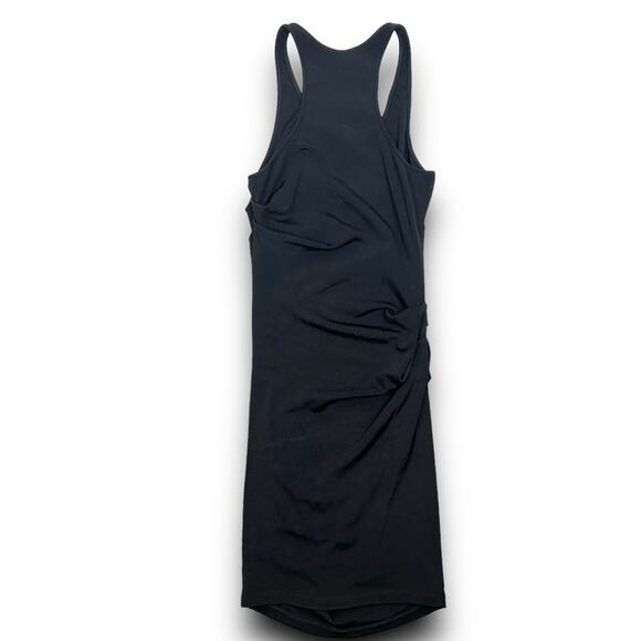 Witchery Black Bodycon Sleeveless Tank Dress Ruched Scoop Neck Racerback Medium - Picture 5 of 8